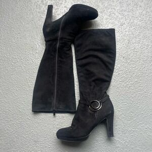 Impo Over The Knee Boots Stretch Suede Black Heeled Boots Size‎ 10M